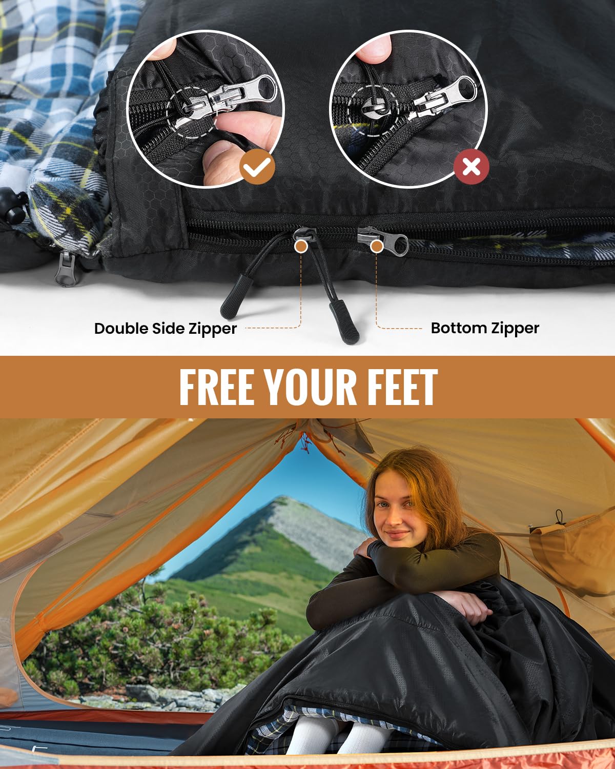Sportneer sleeping bag compression-sack ensures compact convenient packing.
