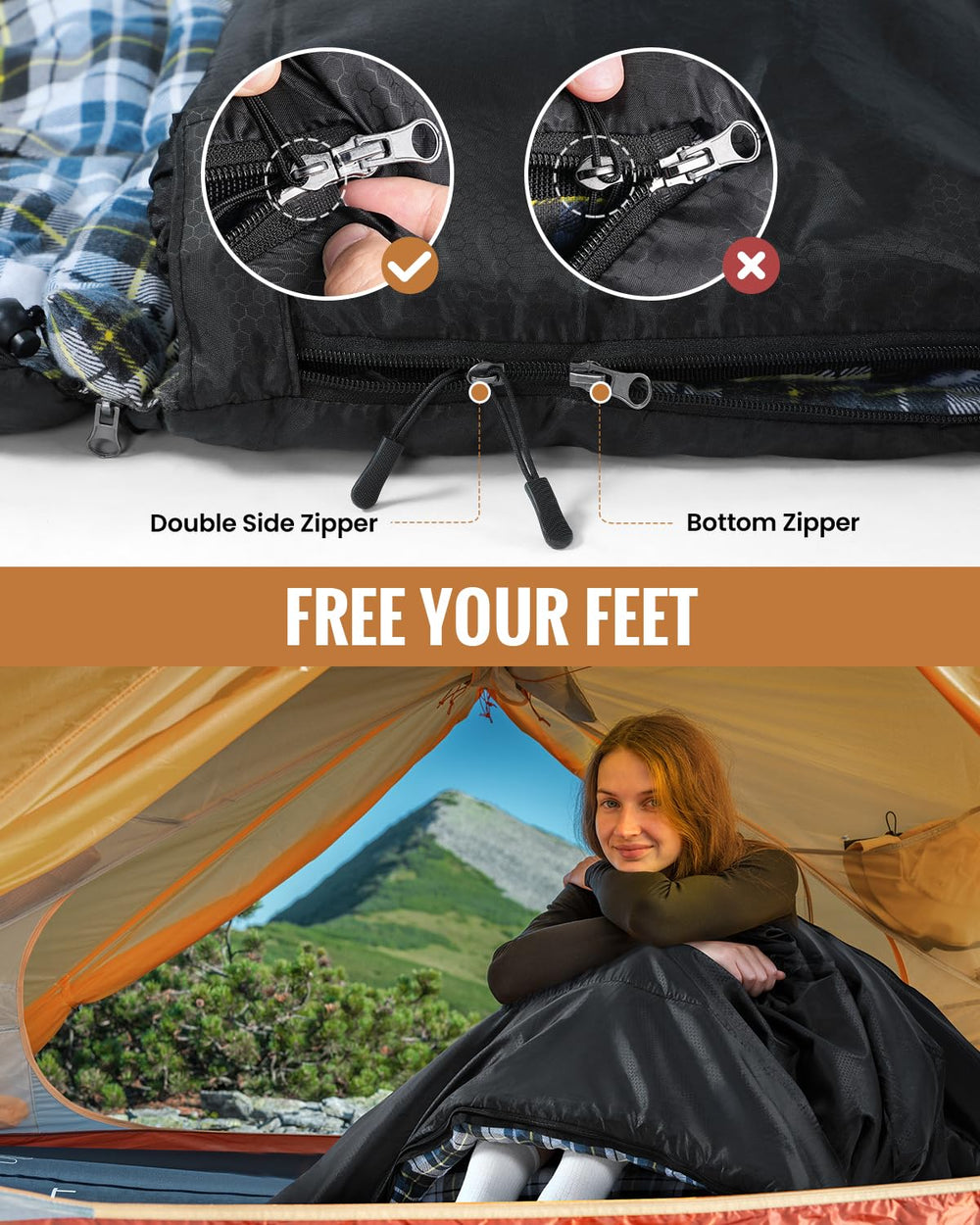 Sportneer sleeping bag compression-sack ensures compact convenient packing.