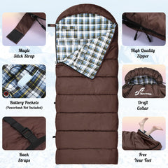Sportneer sleeping bag lining uses ultra-soft flannel for cozy nights.