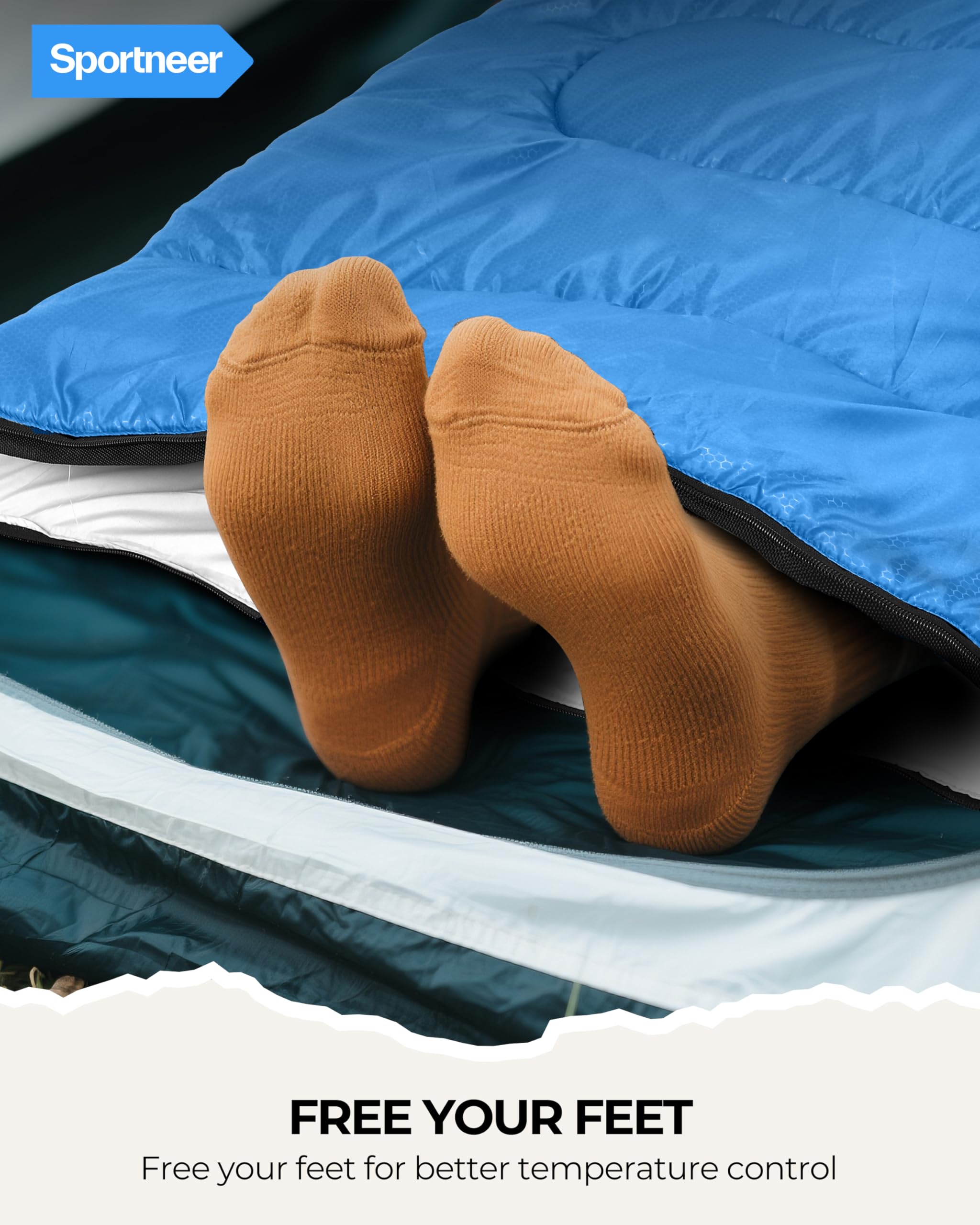 Sportneer sleeping bag lightweight 4.4 lbs pack for travel.