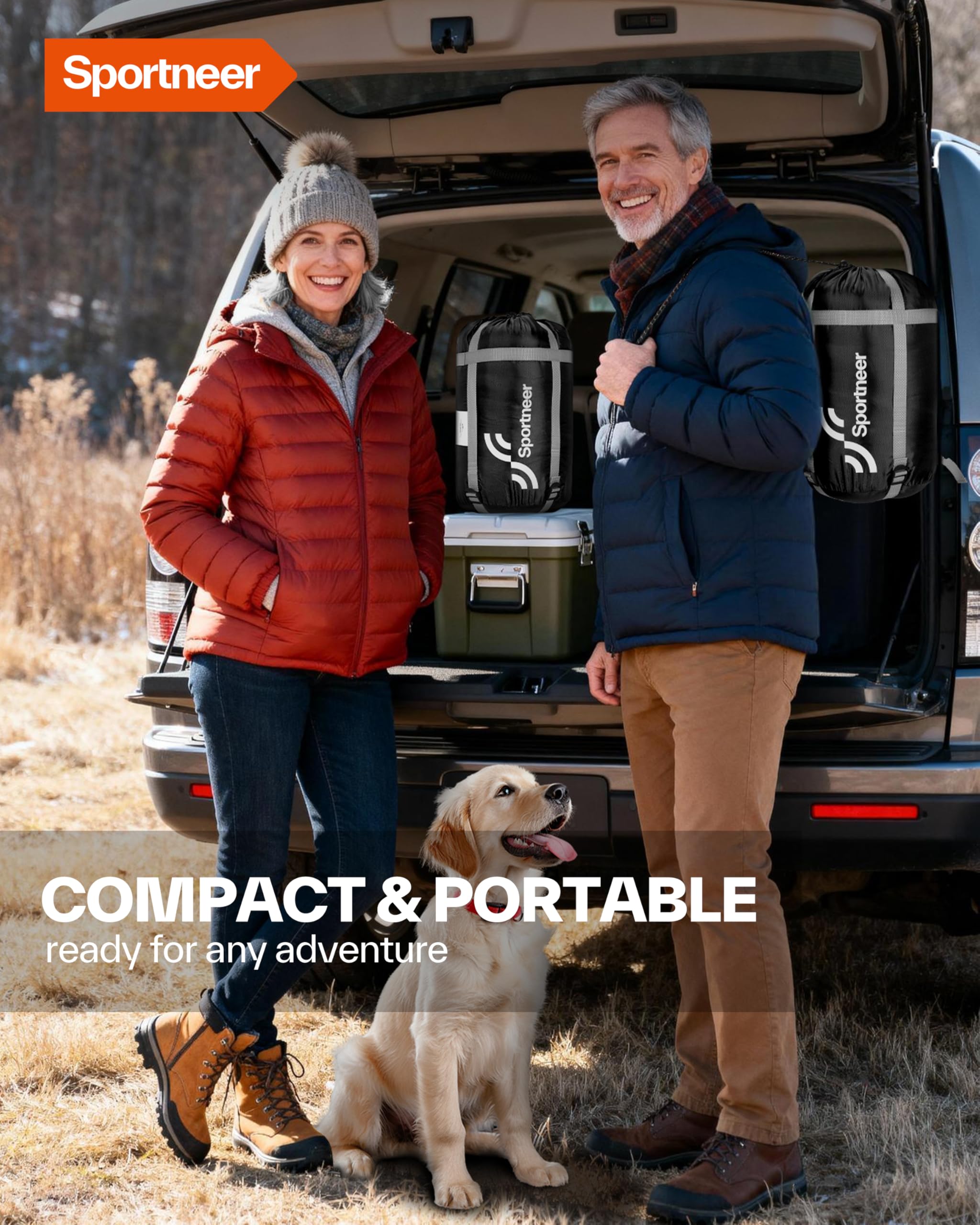 Sportneer wearable sleeping bag arm-zipper-access emphasizes convenient snacks and adjustments.