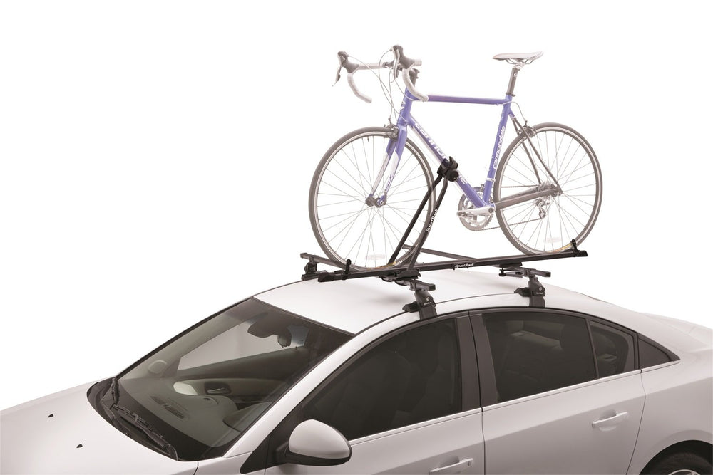 SportRack Upshift locking knob and bolts securing bike to carrier