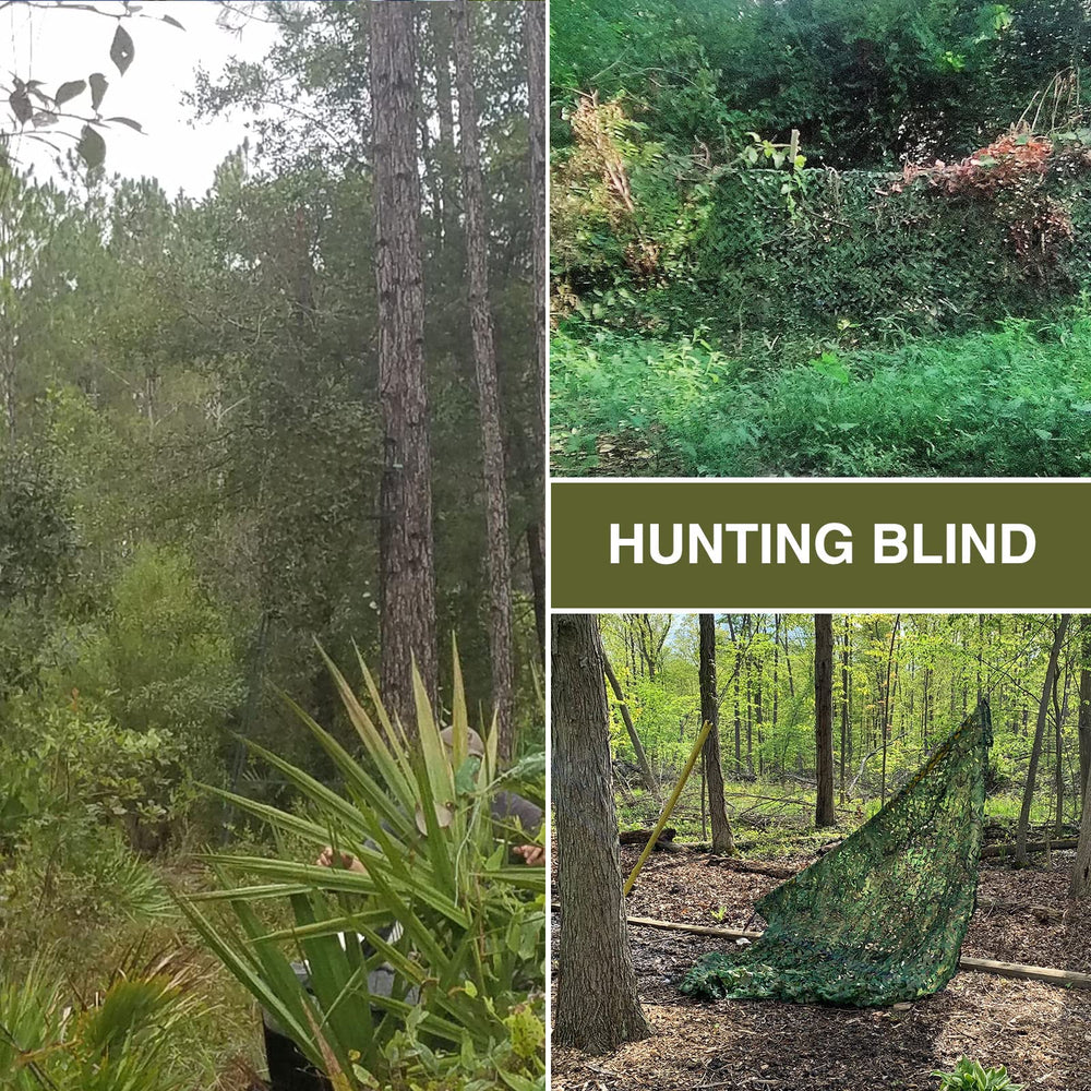 Sposuit military camouflage netting blends with foliage, aiding discreet placement in outdoor setups.