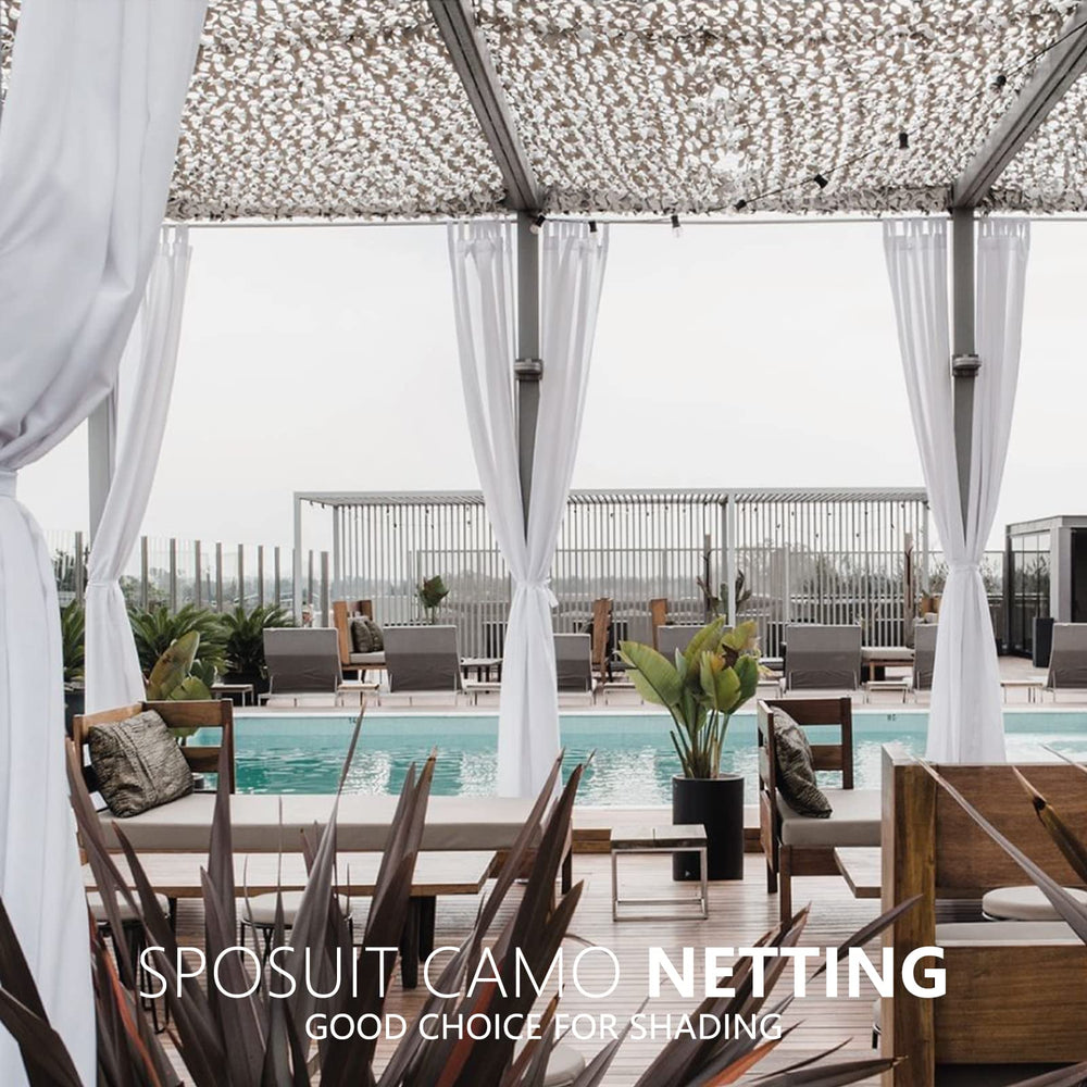 Sposuit camo netting as sunshade provides shaded camping setups
