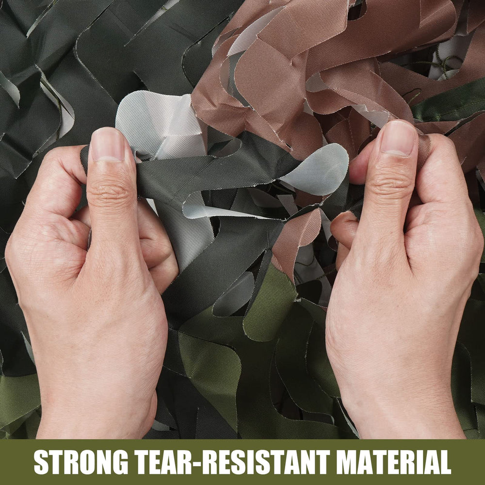 Sposuit camo netting as sunshade outdoors softens sunlight while blending with surroundings.