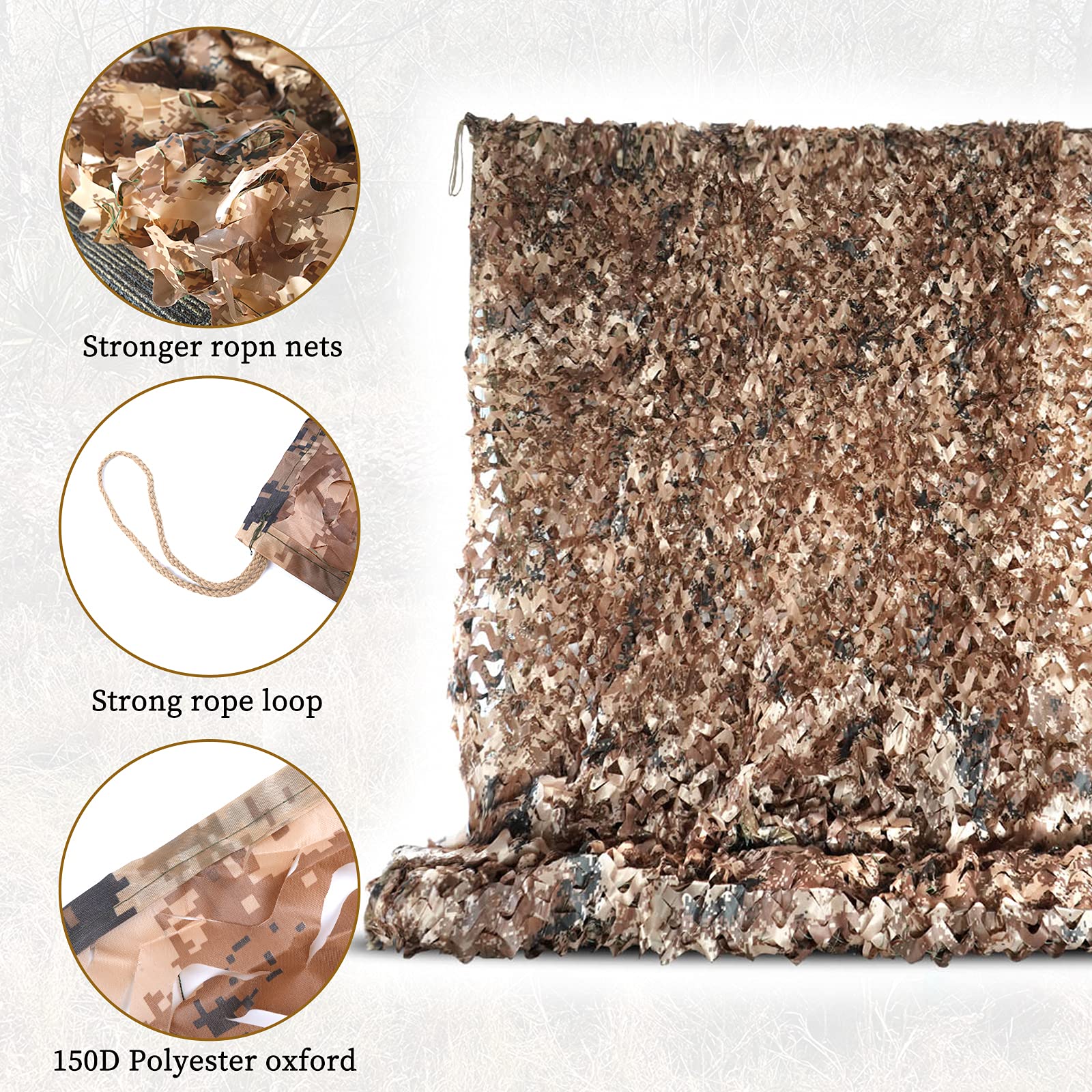 Sposuit camo net enhances stealth when draped over deer stands.