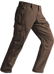 SPOSULEI cargo pants brown front view emphasizes relaxed fit for outdoor comfort.