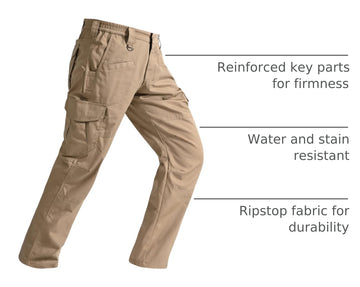 SPOSULEI cargo pants rear view reveals the 9-pocket layout for gear organization.