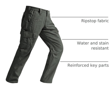 SPOSULEI cargo pants knee articulation demonstrating enhanced movement