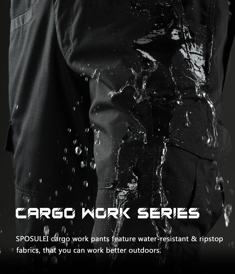 SPOSULEI cargo pants, knee articulation visible for enhanced movement during activity.