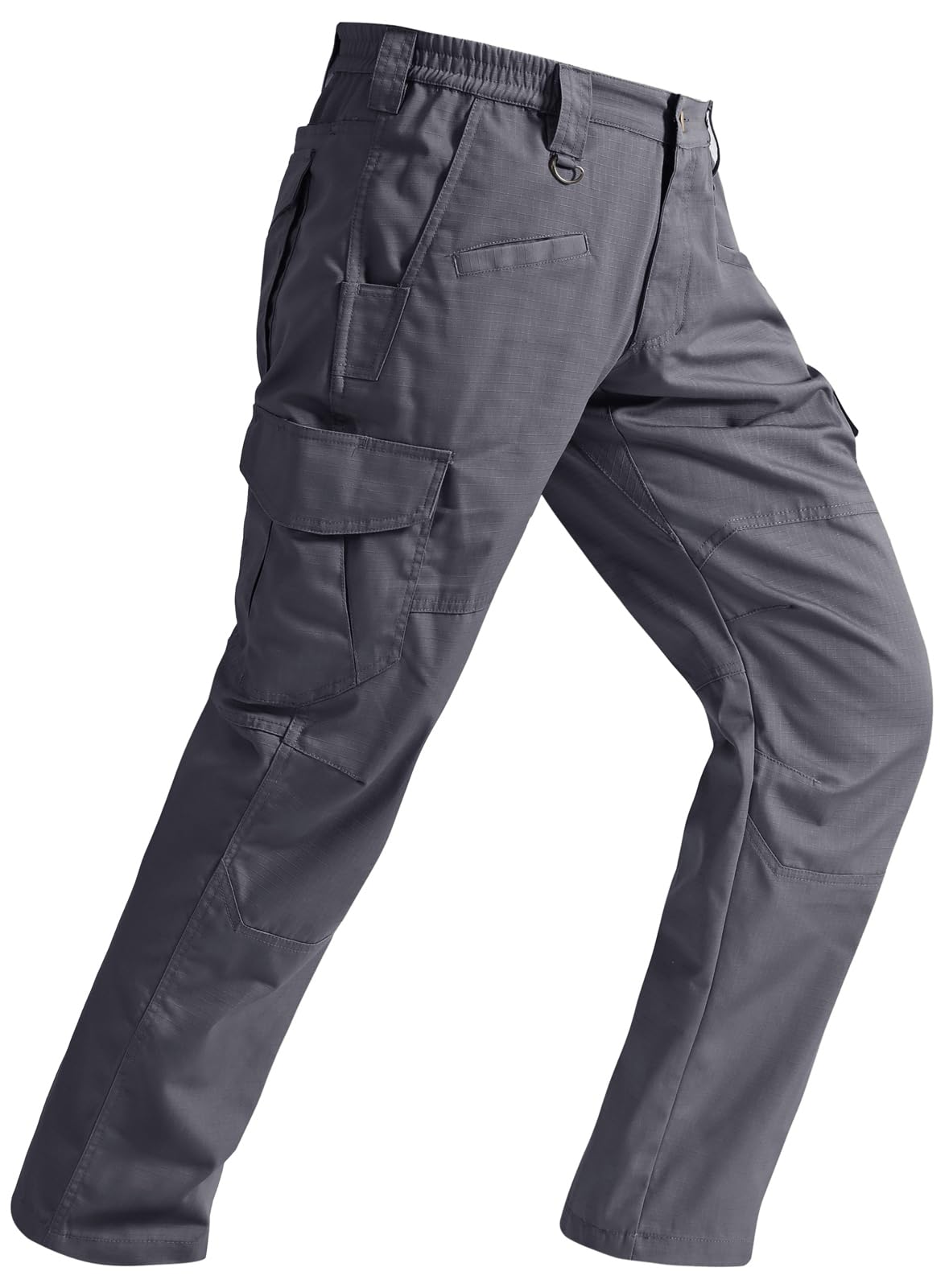 SPOSULEI men's cargo pants close-up shows durable ripstop fabric for rugged outdoor wear.