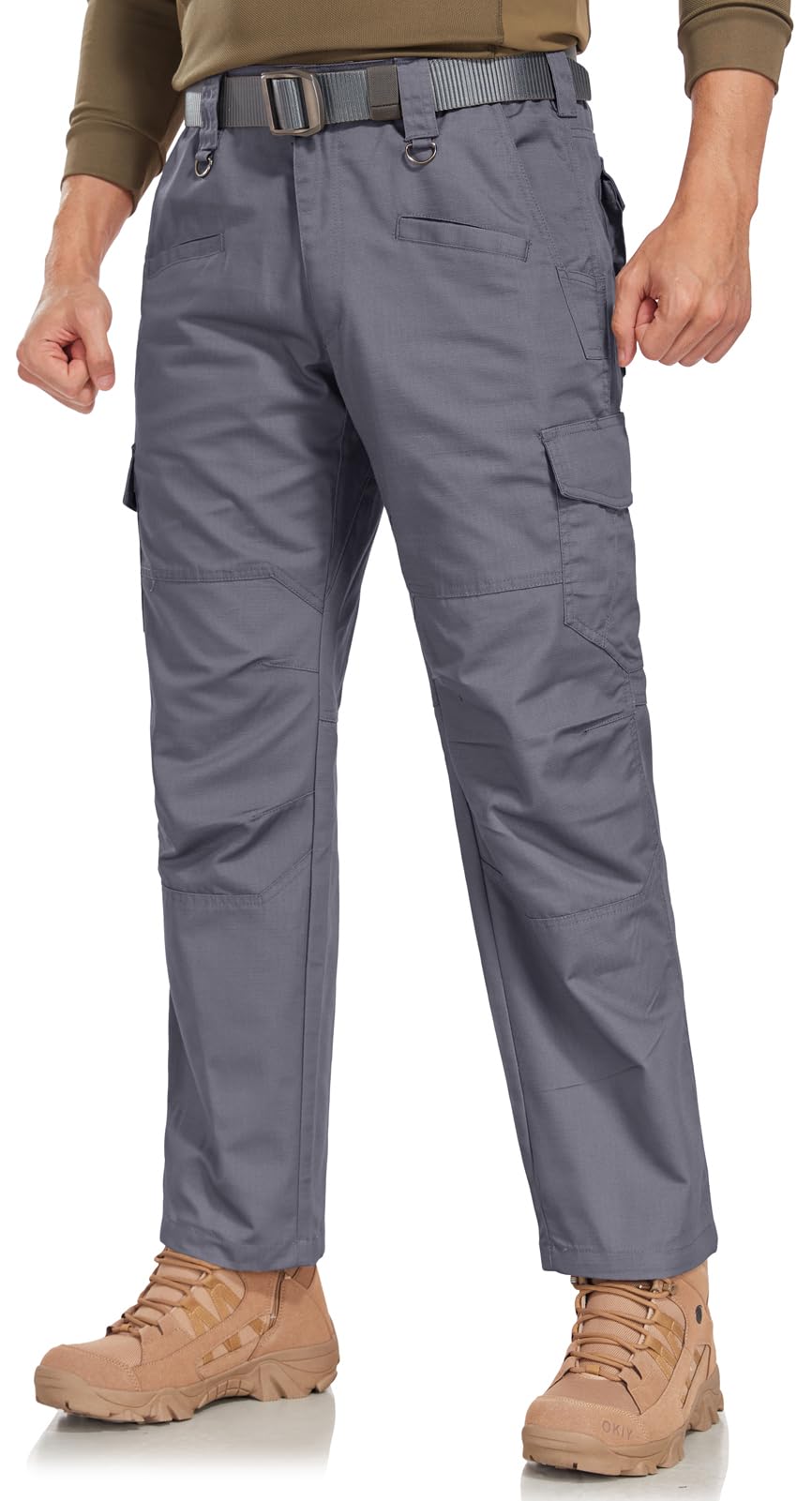 SPOSULEI cargo pants pocket detail highlighting nine-pocket versatility for tools.