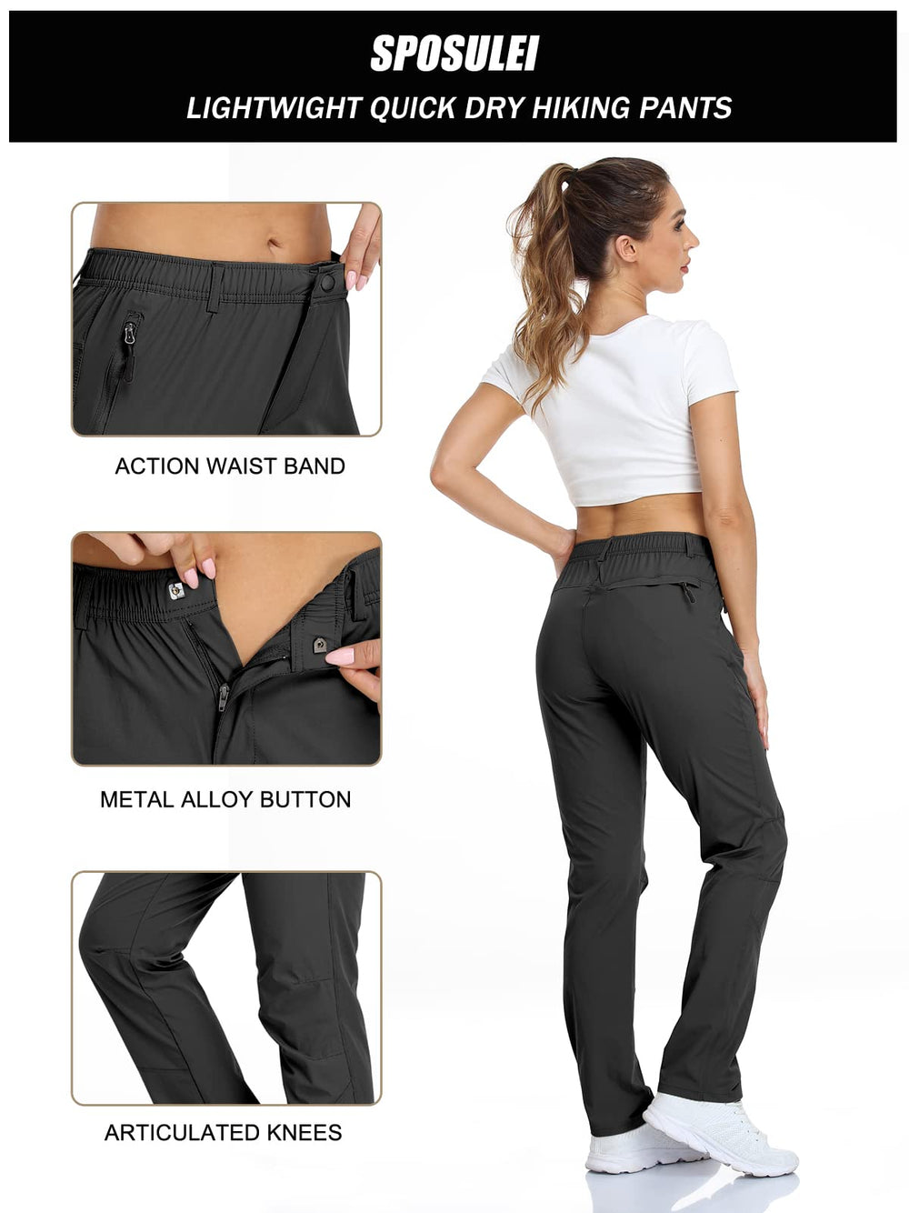 SPOSULEI travel hiking golf pants water resistant keeps you dry during light showers.