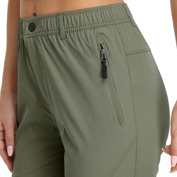 SPOSULEI women's pants with articulated knees boost mobility during hikes.