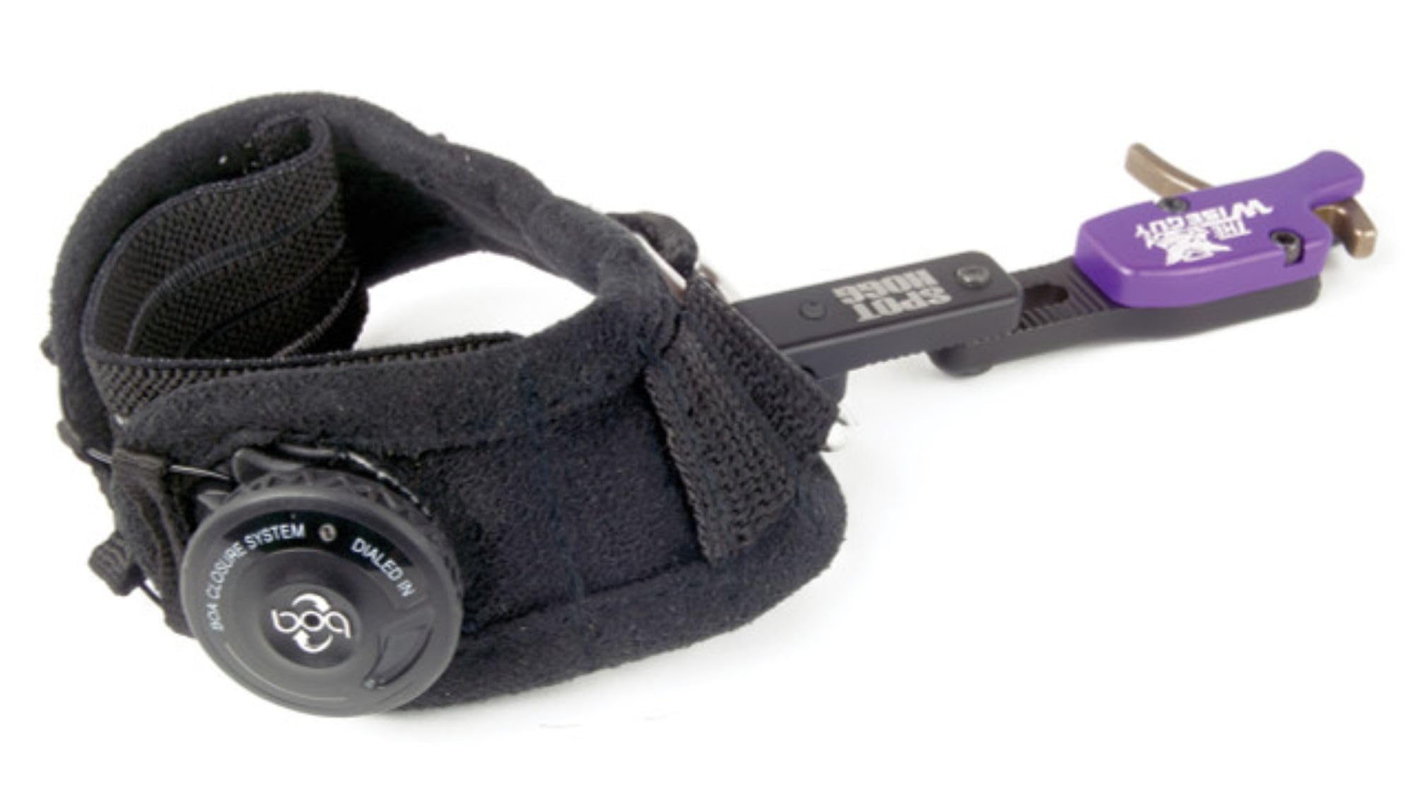 Spot Hogg Wiseguy Rigid release front view with BOA strap for fast hook-up.