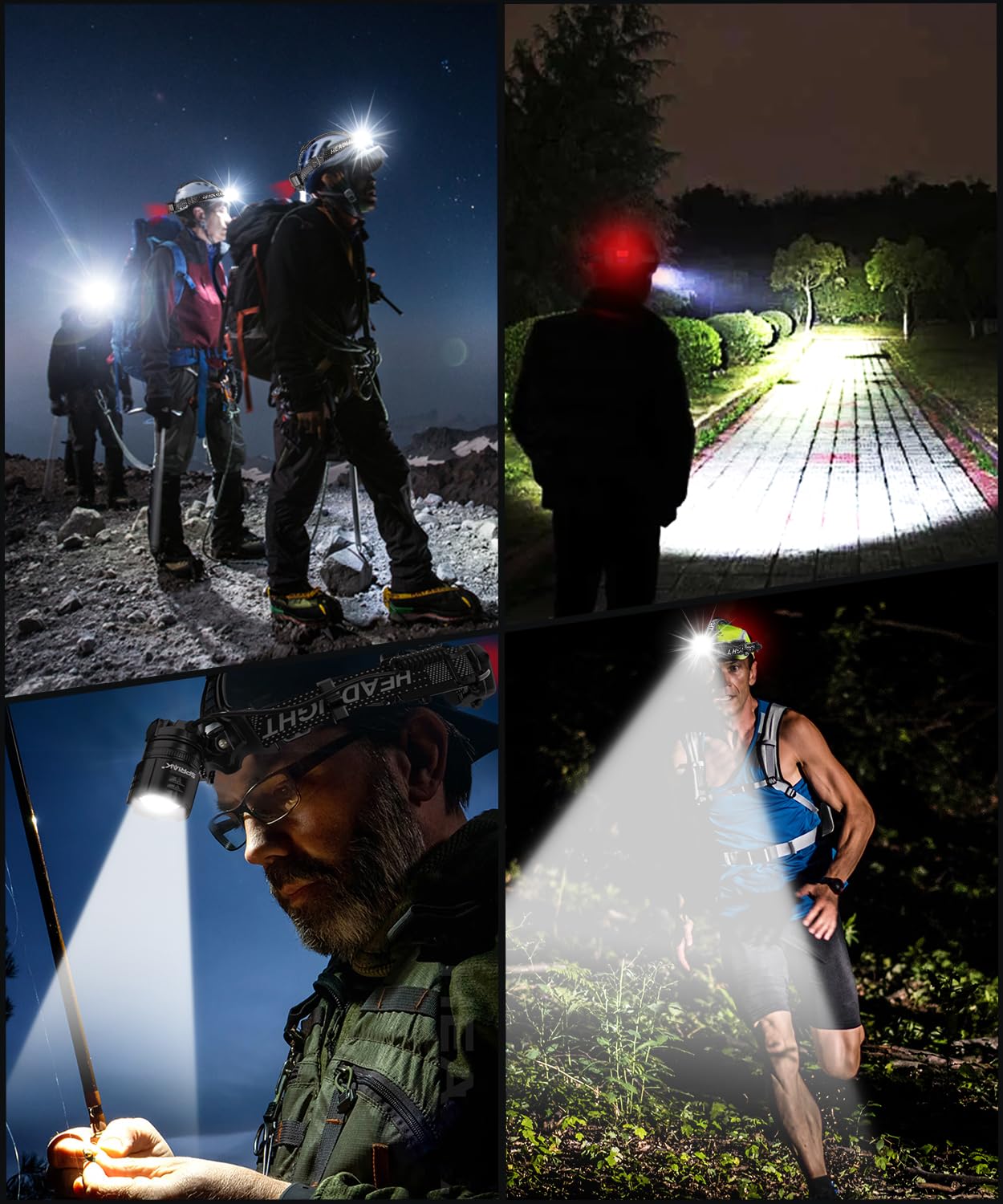 Spriak headlamp USB-C port for fast charging and power bank use.