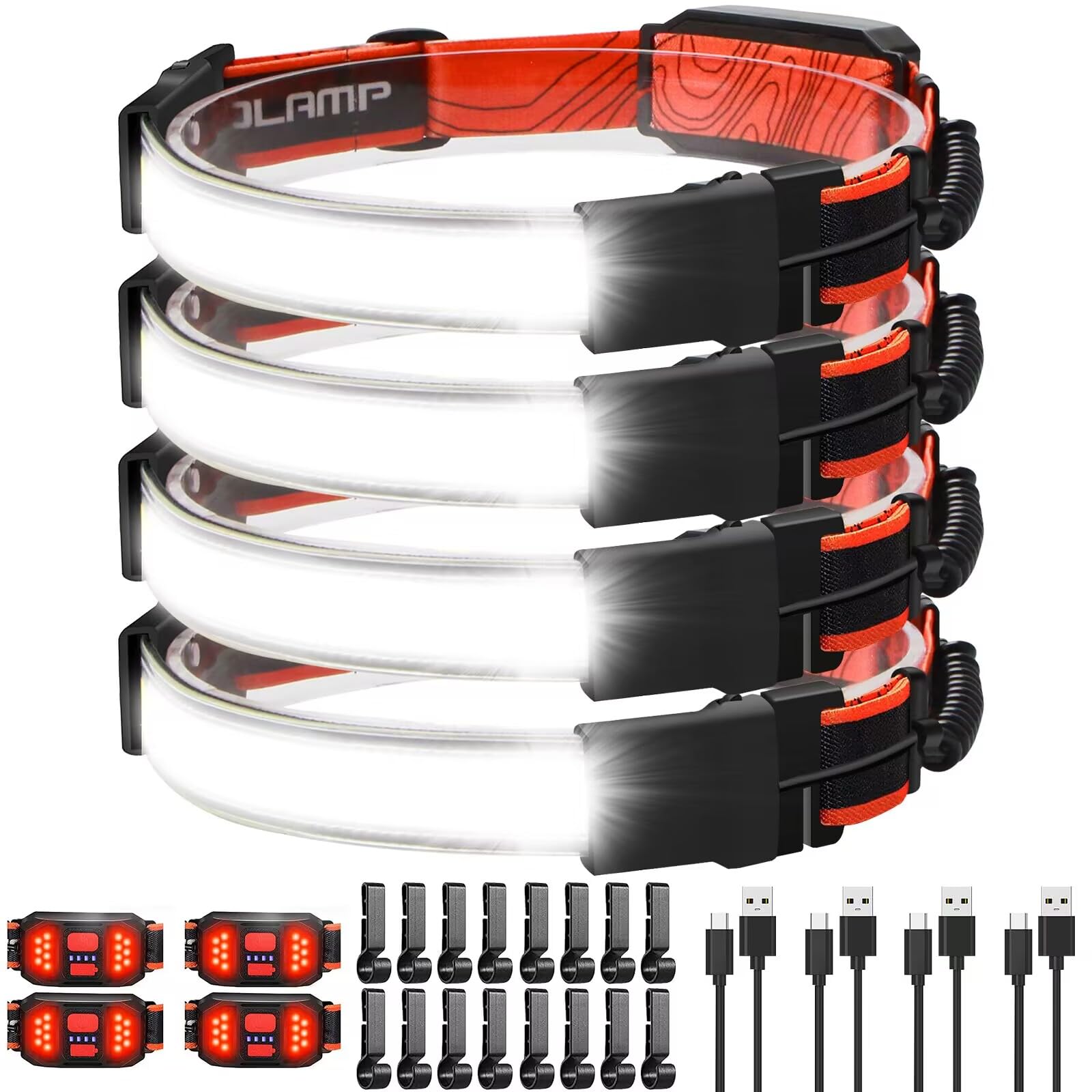 Spriak LED headlamp 4-pack front view for clear night visibility