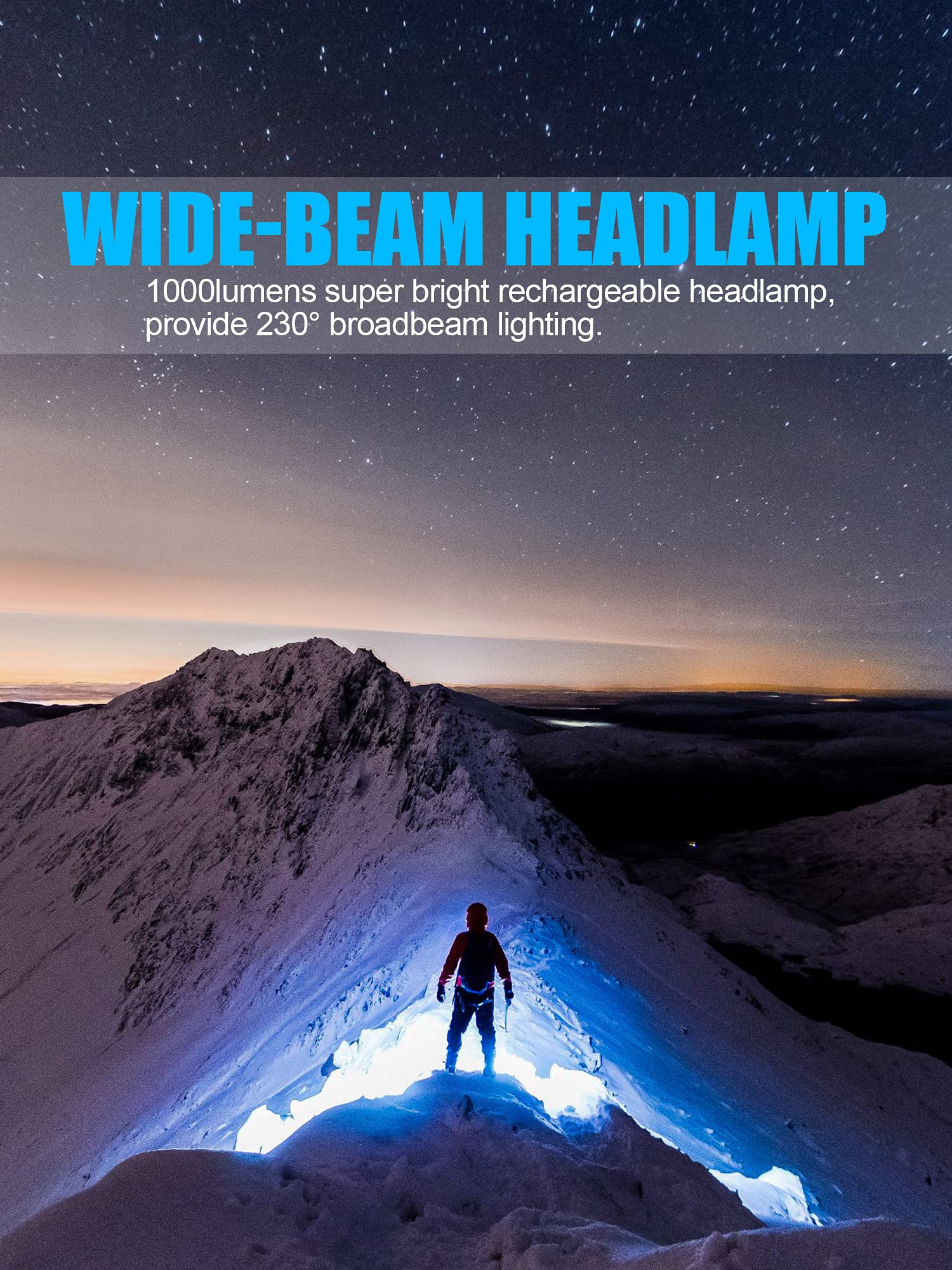 Spriak headlamp on headband showing secure, lightweight comfort