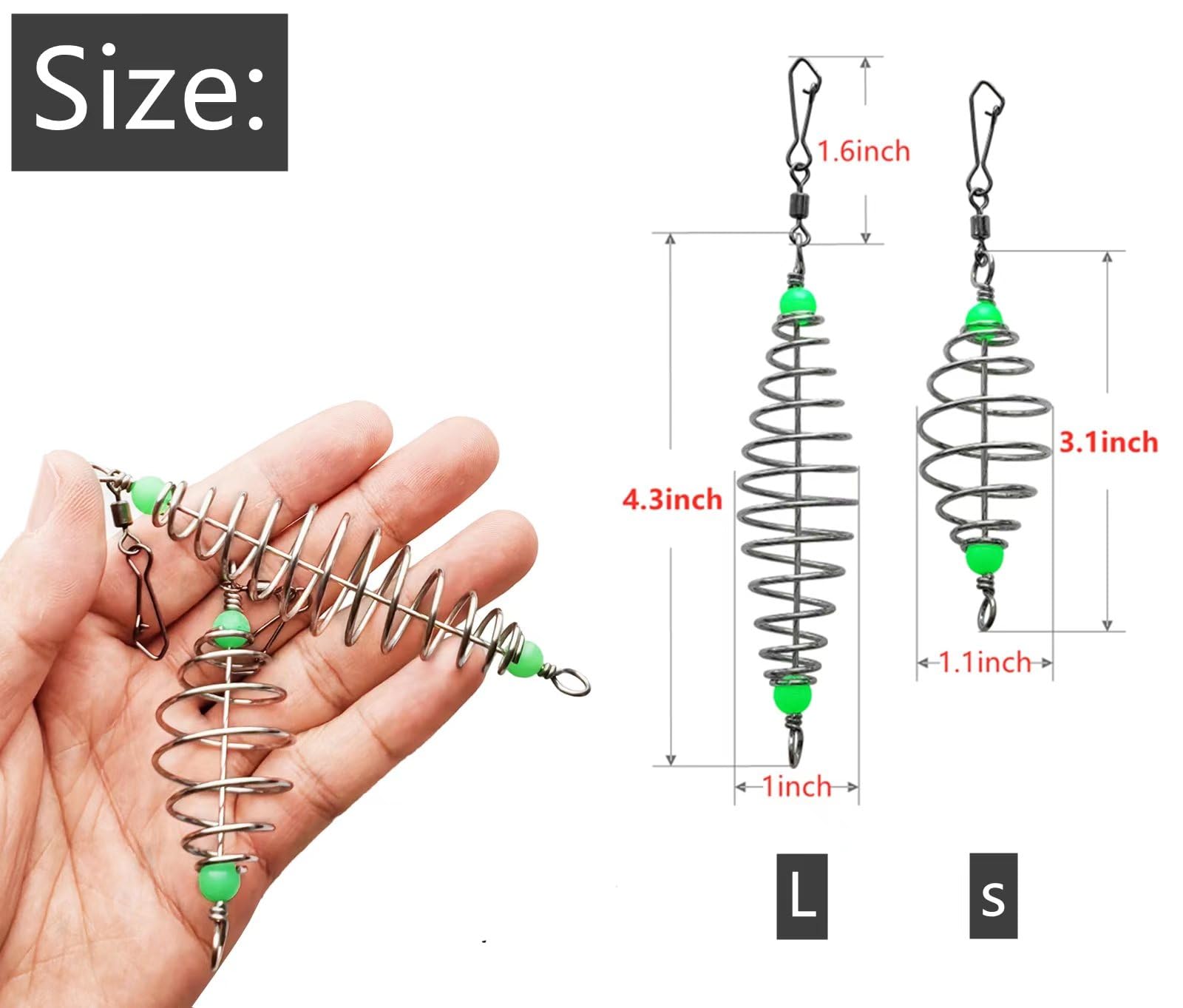 Close-up of spring bait cage design showing loadable bait chamber