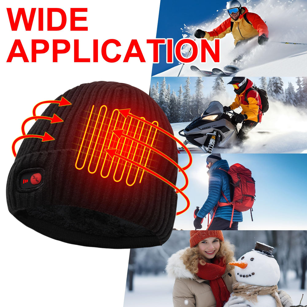 SPRING heated hat materials include acrylic exterior and fleece lining for soft warmth