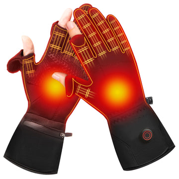 SPRING IN FALL heated gloves with open-index-finger design for dexterity and warmth
