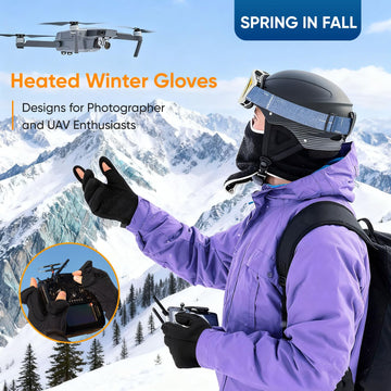 Spring in Fall heated gloves touchscreen-friendly conductive fingertips support device use.