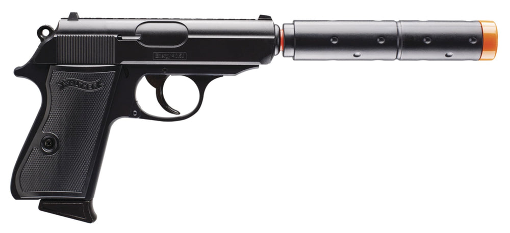 Spring-powered airsoft pistol in black