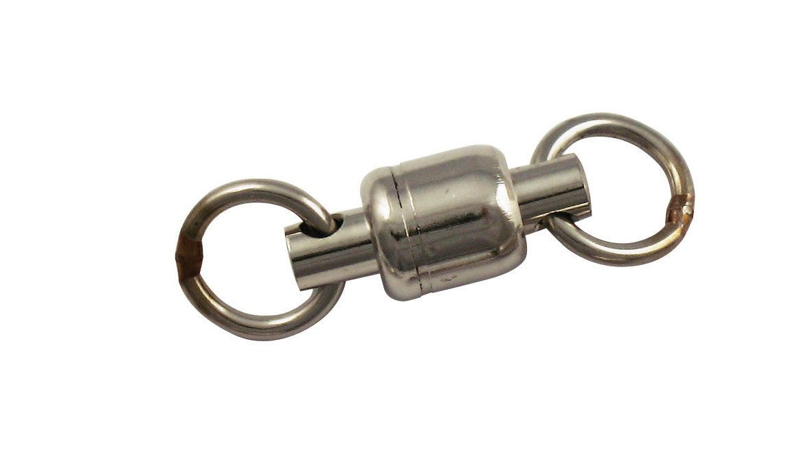 Spro ball bearing swivel with two welded rings offers flexible rigging.