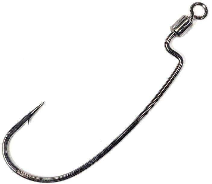 Spro Gamakatsu Worm 34R Hydroll 3pk hook close-up showing integrated swivel for snag-free bait retrieval.
