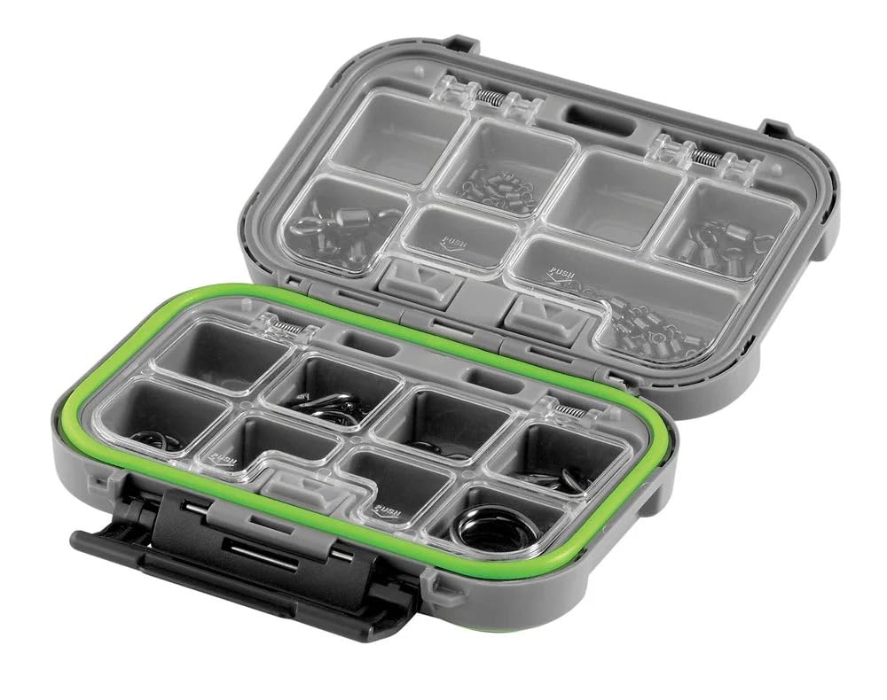 Spro Terminal Box S waterproof gray/green keeps terminal tackle organized on the boat