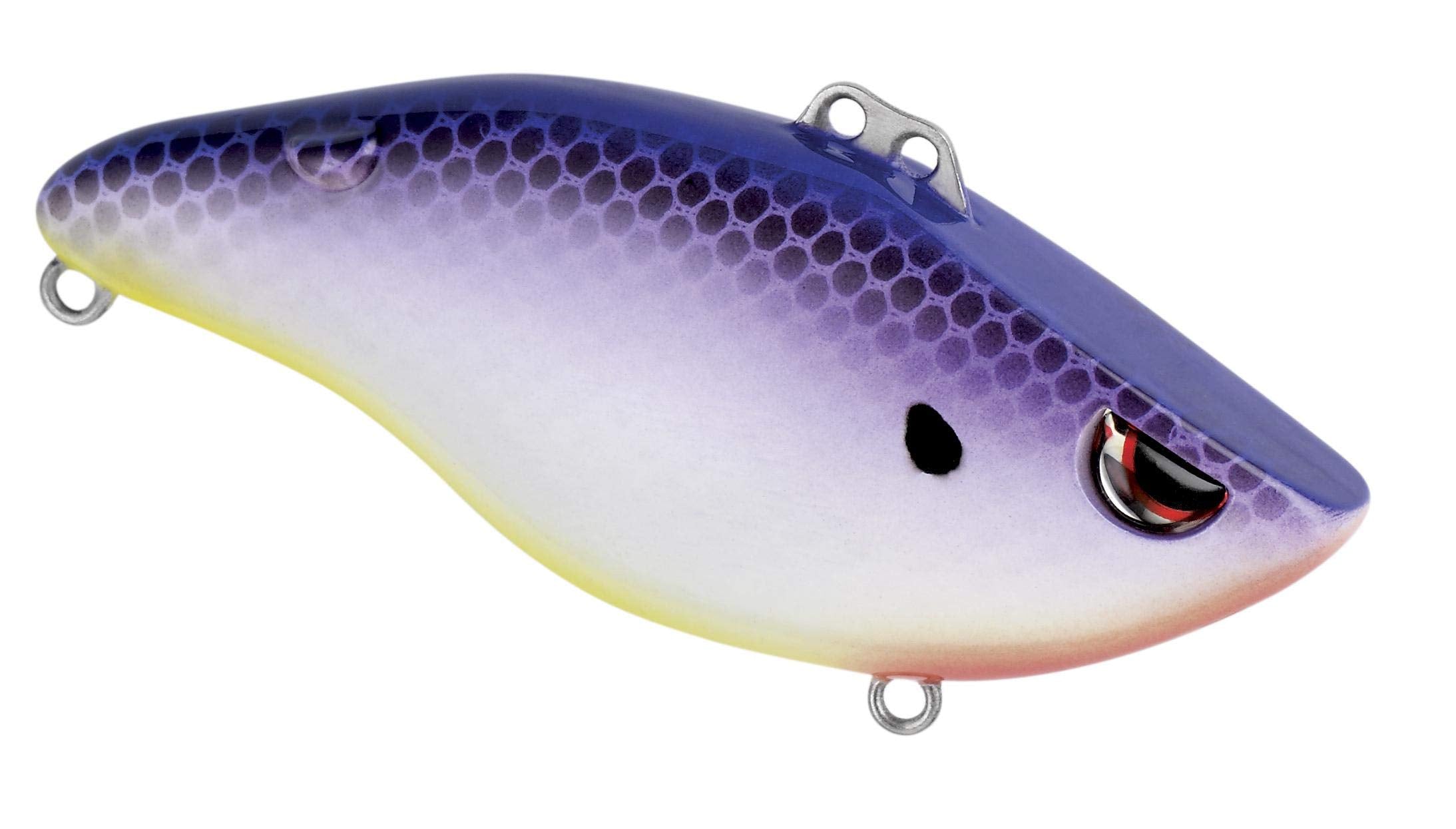Spro Wameku Shad 70 Purple Rain side view showing dual line-tie design for two presentations