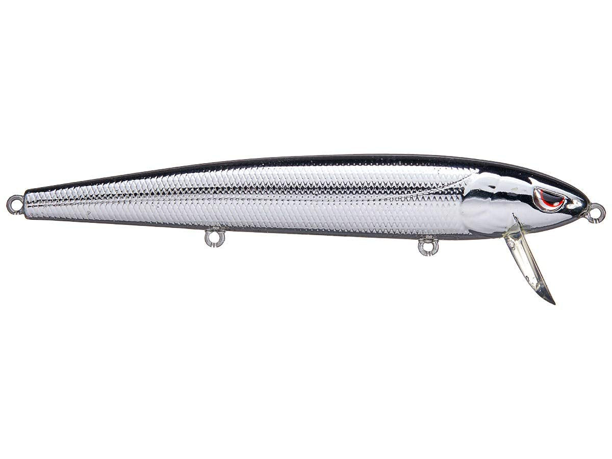Spro Zero Minnow 130 Chrome wake bait attracts bass with surface action and bright finish