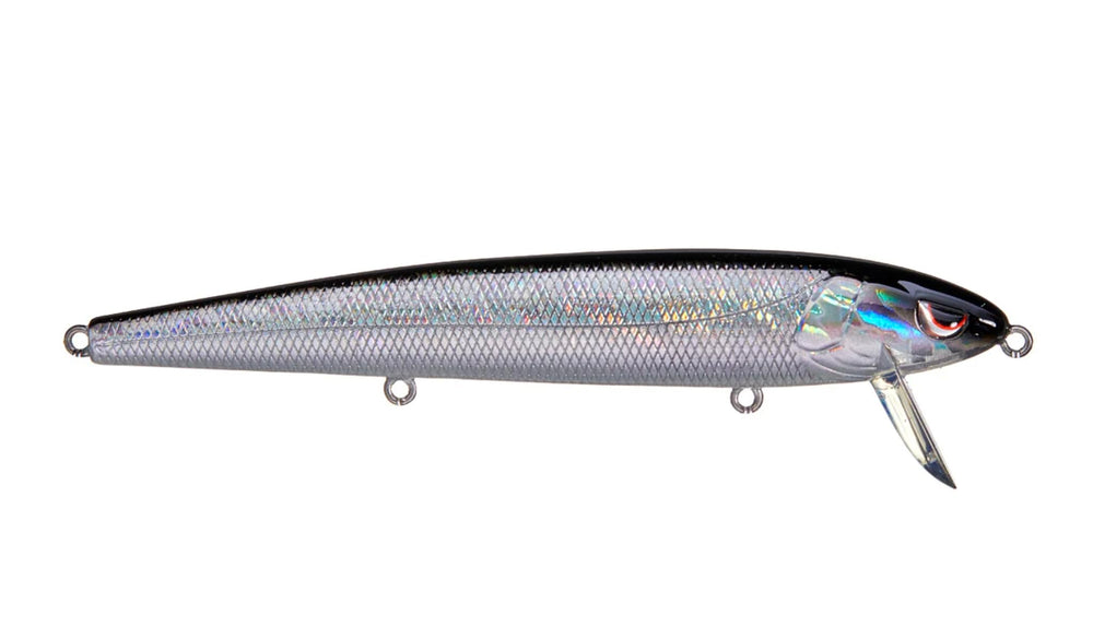 Spro Zero Minnow 130 silver black side view highlighting wake action