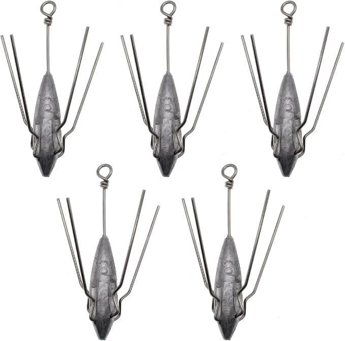 Five Sputnik lead sinkers in a 5-pack, 3oz/4oz for surf fishing