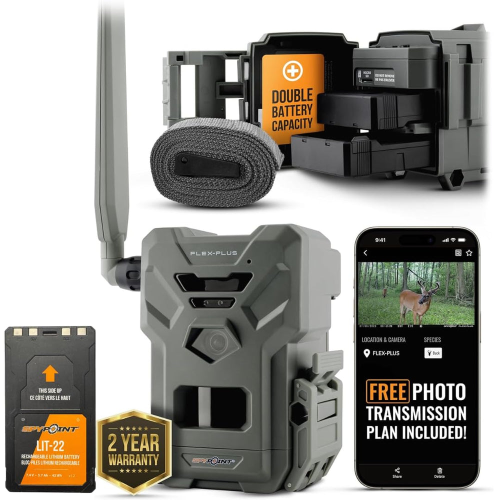 SPYPOINT FLEX-PLUS front view shows ready field setup for quick use