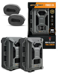 SPYPOINT FORCE-24 twin pack front view shows portable deployment for on-site scouting.