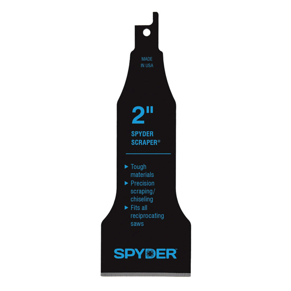 Spyder 2-inch scraper blade removing tile efficiently for faster resurfacing
