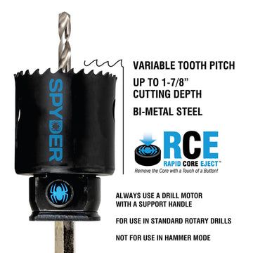 Spyder 6-3/8-inch hole saw cutting plastics for versatile projects