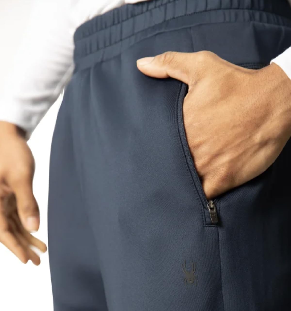 Spyder Active jogger pant blue left logo, understated branding for versatile wear.
