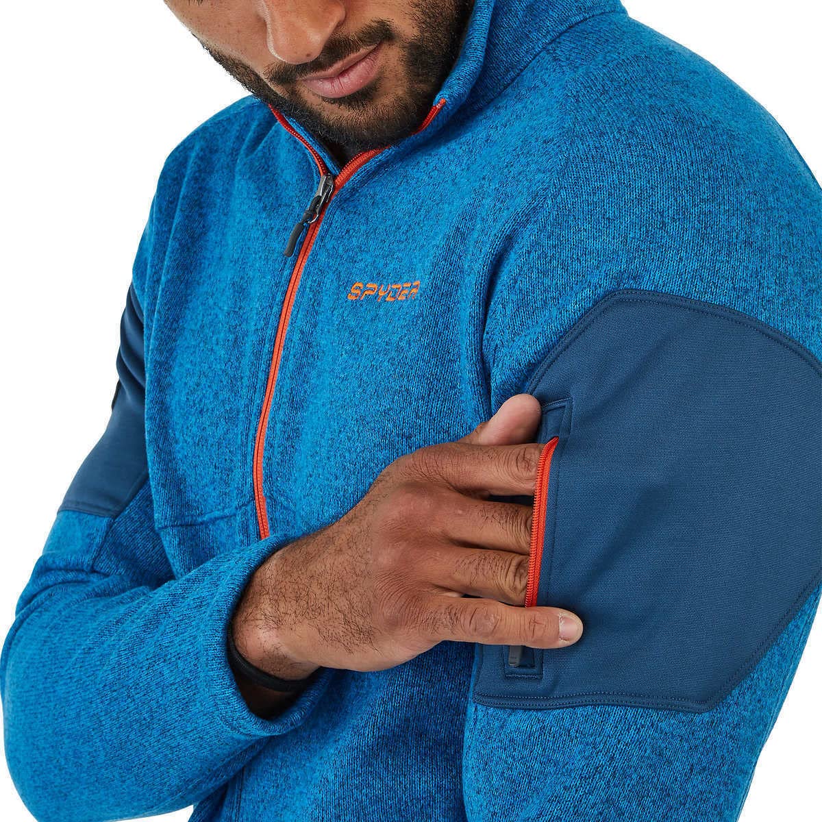 Spyder Empire fleece collar closeup showing soft comfort-first design