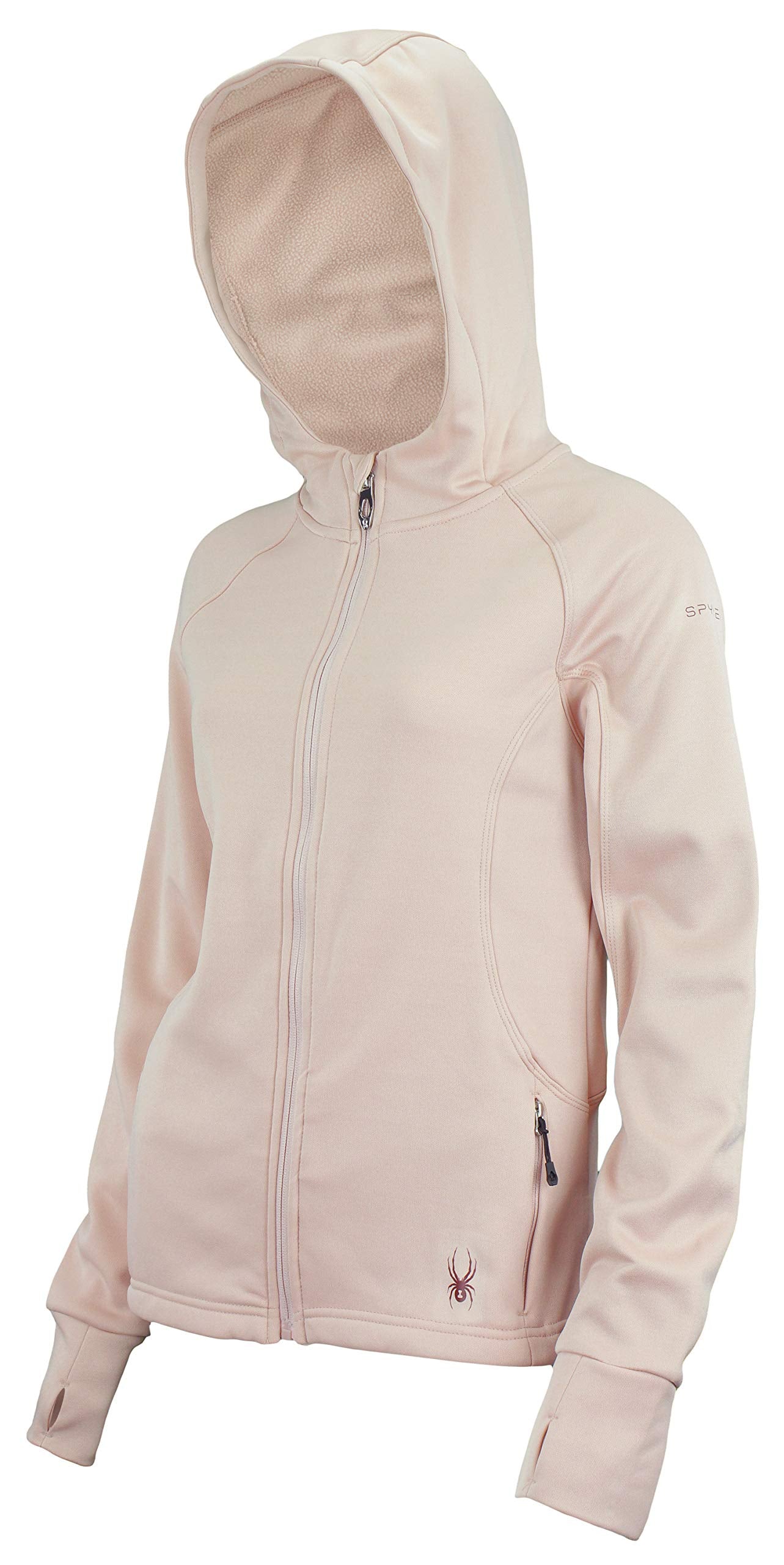Spyder Hayer full-zip fleece jacket front view shows streamlined fit and warmth for outdoor layering.