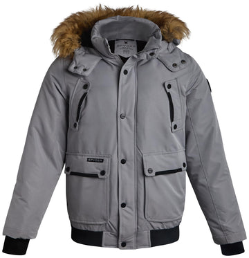 Spyder men's puffer with hood and faux fur warms winter commutes