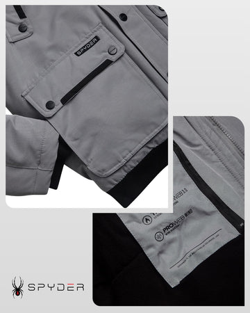 Spyder puffer jacket zipper closure for easy layering