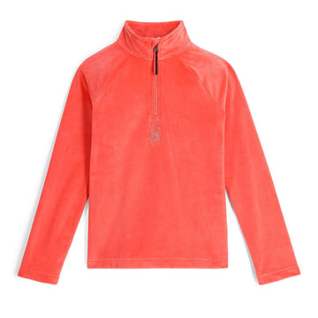 Spyder Shimmer Bug 1/2 Zip front view in Coral Haze with fitted silhouette.