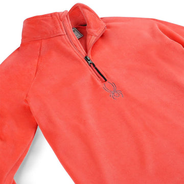 Spyder Shimmer Bug fleece texture close-up highlights soft stretch velour.