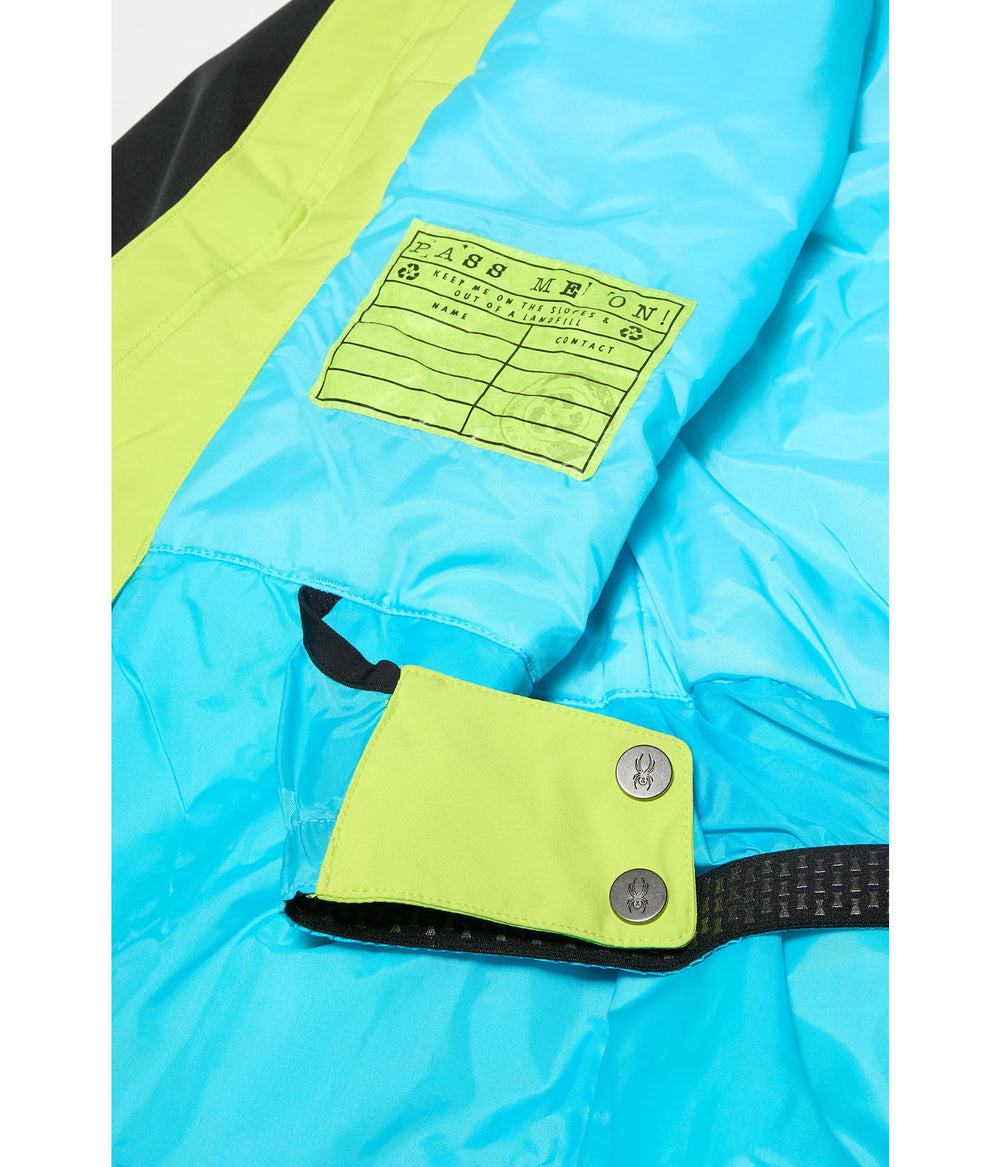 Spyder Slash Jacket big kid lime hood down highlights versatile warmth and wind protection