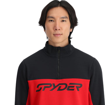 Spyder Speed half-zip fleece worn outdoors highlighting easy temperature control and versatile layering.