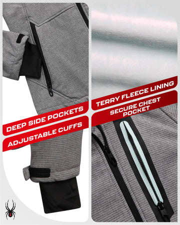 Spyder women's softshell jacket adjustable hood emphasizes versatile wind protection during commutes.