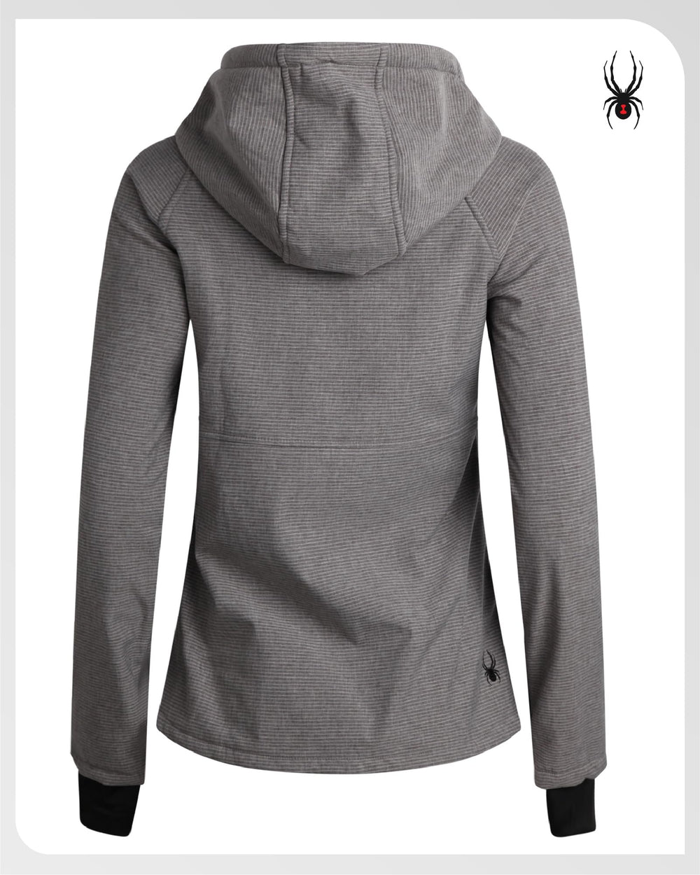 Spyder softshell jacket stretch seams enable comfortable mobility in outdoor activities.