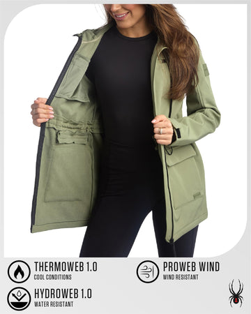 Spyder water-repellent finish keeps you dry in light rain.